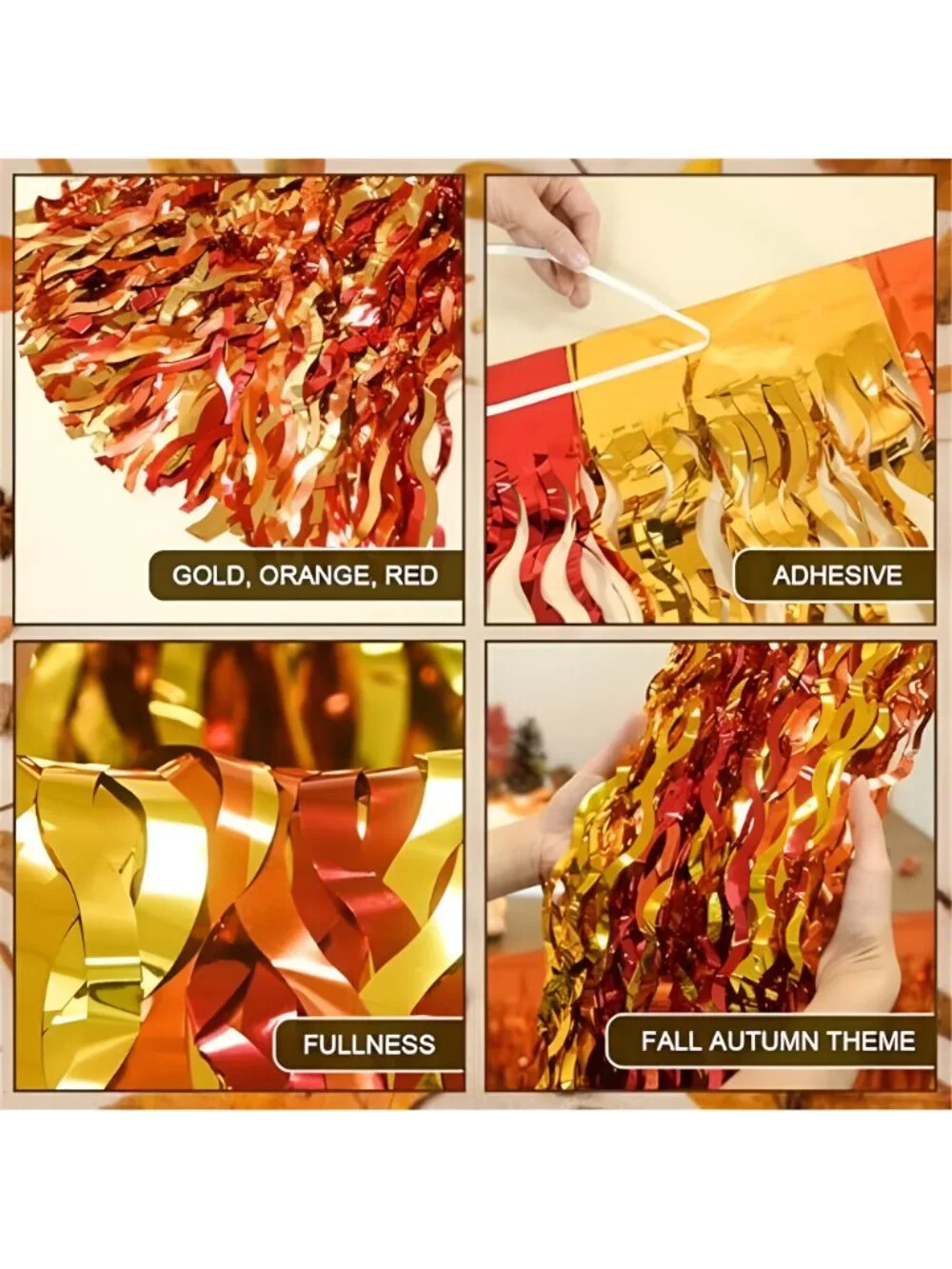 Mega-L Fall Party Decorations, 2 Pack Red Orange Gold Table Skirts